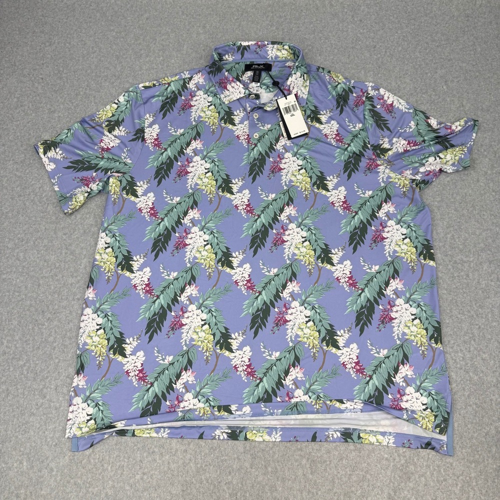 RLX Ralph Lauren Mens XXL Purple Floral Wisteria Golf Polo Shirt 785A58161001